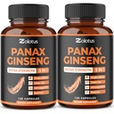 Zolotus Korean Red Panax Ginseng + Ginkgo Biloba, Ashwagandha, Beetroot, Πράσινο Τσάι - 120 κάψουλες (πακέτο του 2)