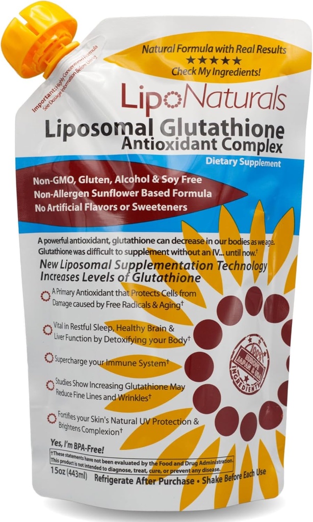 Lipo Naturals Liposomal Glutathionone Complex Liquid (30 Δόσεις) - Φυσική Φόρμουλα Ανοσία + Ηπατική Υγεία + Αντιγηραντική Υποστήριξη με Βιταμίνη C - Vegan, China-Free (15oz / 443ml)