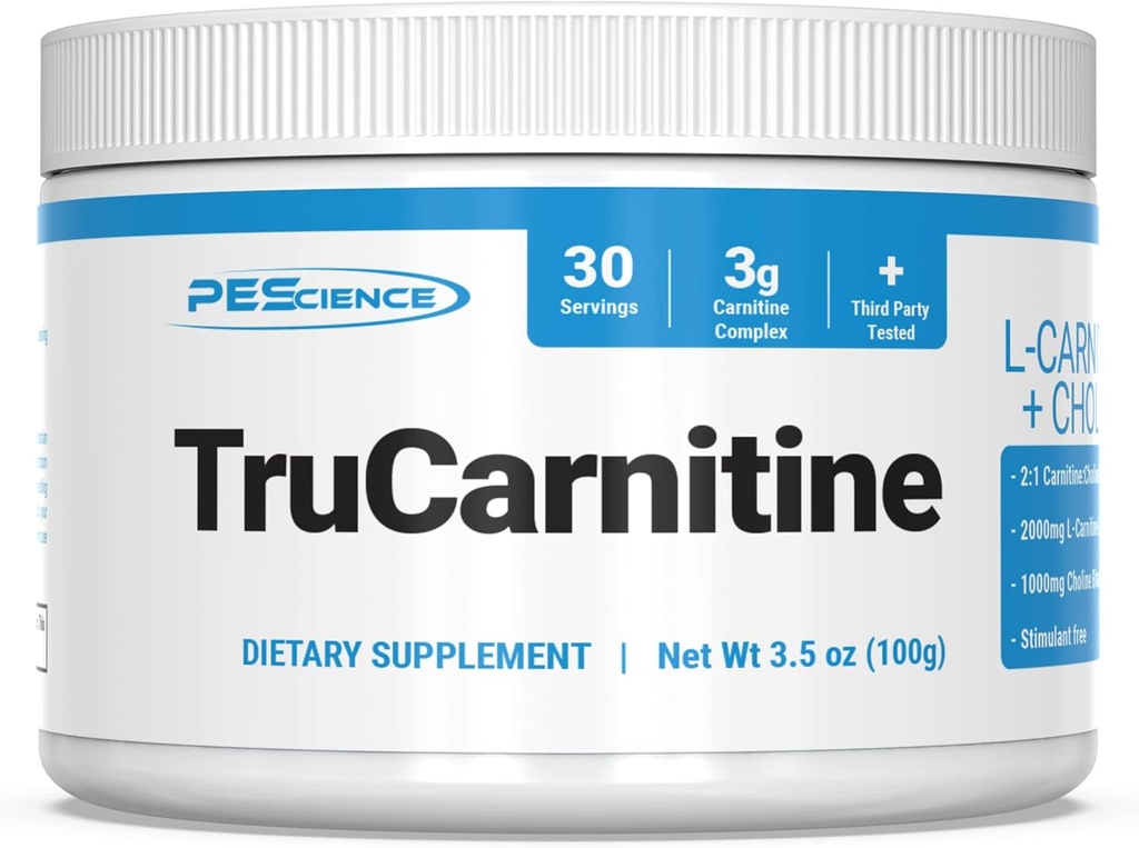 PEScience TruCarnitine, L- Carnitine-L-Tartrate, Superior Απορρόφηση Formula με Χολίνη, 30 Serving, 3000 mg