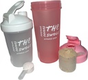 Φιάλη Shaker [2 συσκευασία] για το Protein Shakes, πριν την προπόνηση και μετά την προπόνηση. Ένα 24-Ουγγιά/ένα 14-Ουγγιά. Διάφορα χρώματα. (Pink / Καθαρό)