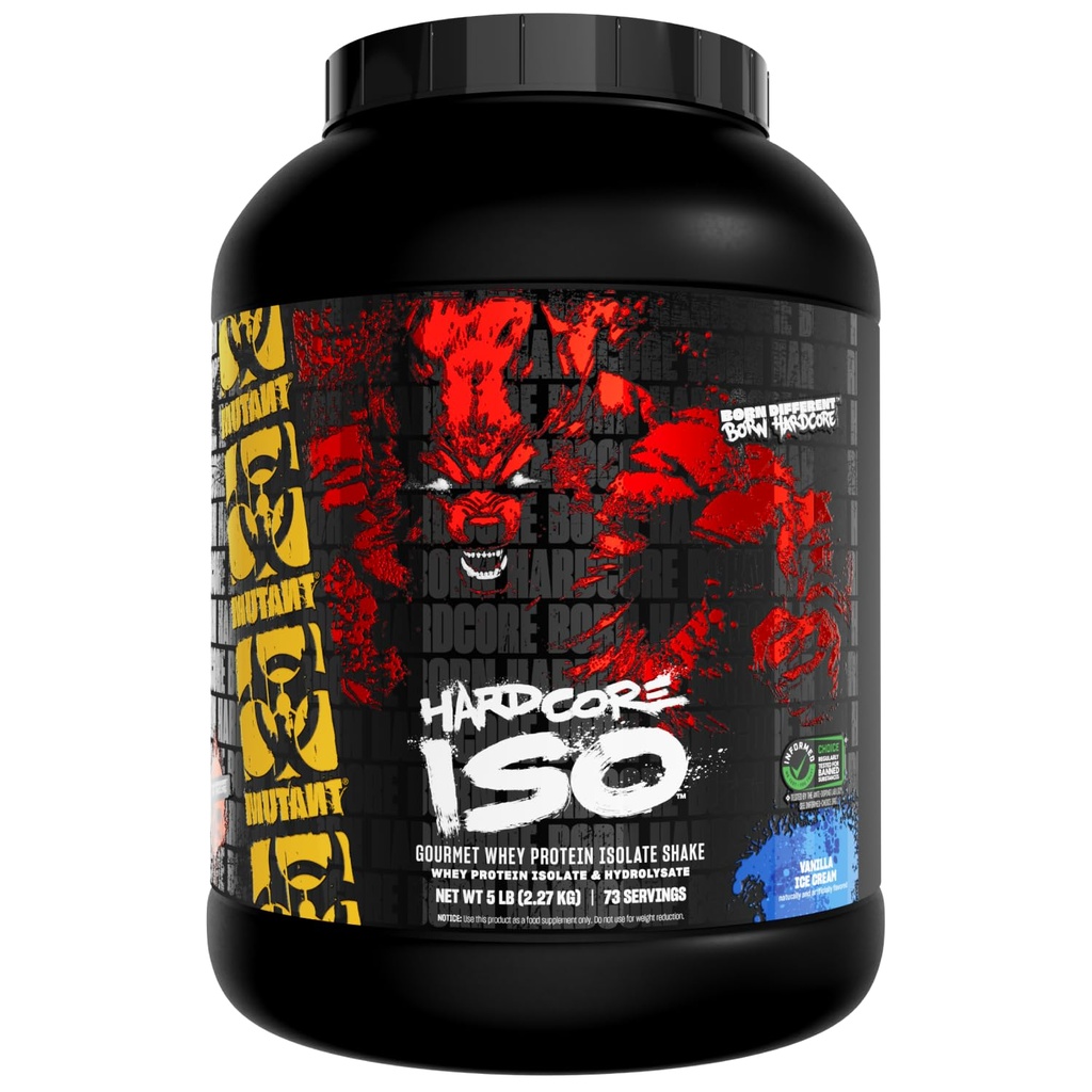 Mutant ISO Surge Whey Protein Isolate Powder Acts Fast to Help Recover, Build Muscle, Bulk and Strength, 5 LB - Παγωτό βανίλιας