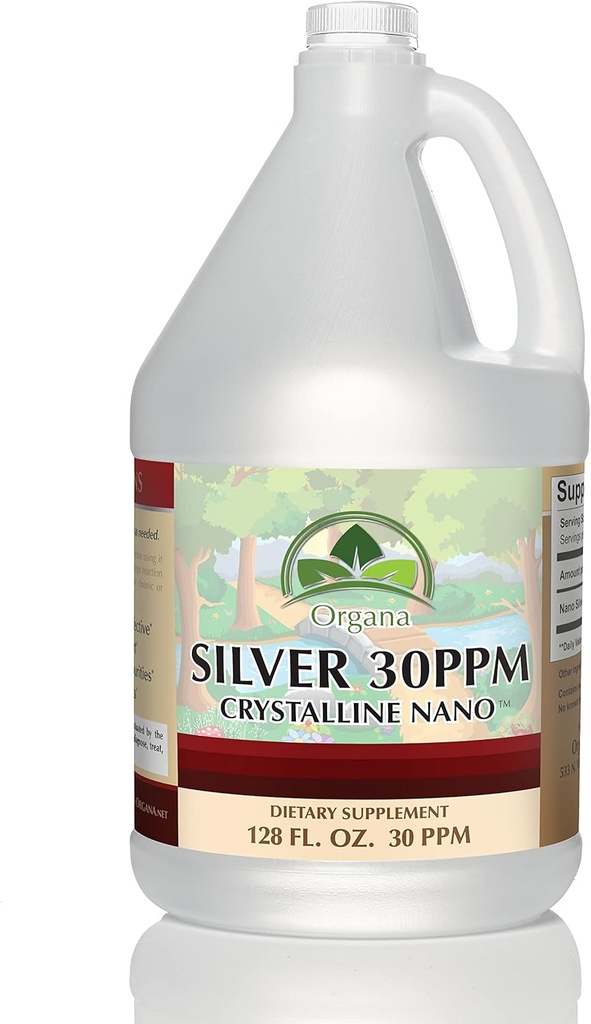 Organa Crystalline Nano Colloyal Silver - Ultra Pure Silver Liquid for Immune Support - Ultimate Bio Active Supplement - Plata Coloidal - 1 Gallon (128 Ουγγιά) - 30 PPM