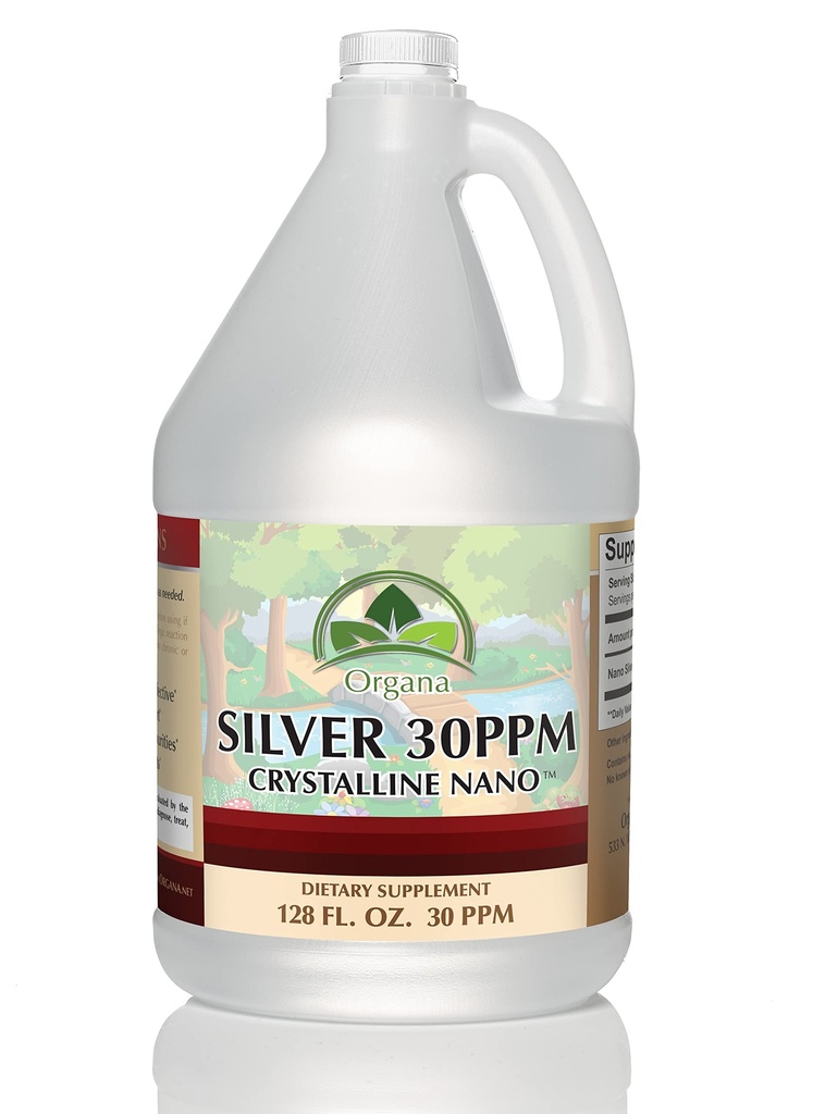 Organa Crystalline Nano Colloyal Silver - Ultra Pure Silver Liquid for Immune Support - Ultimate Bio Active Supplement - Plata Coloidal - 1 Gallon (128 Ουγγιά) - 30 PPM