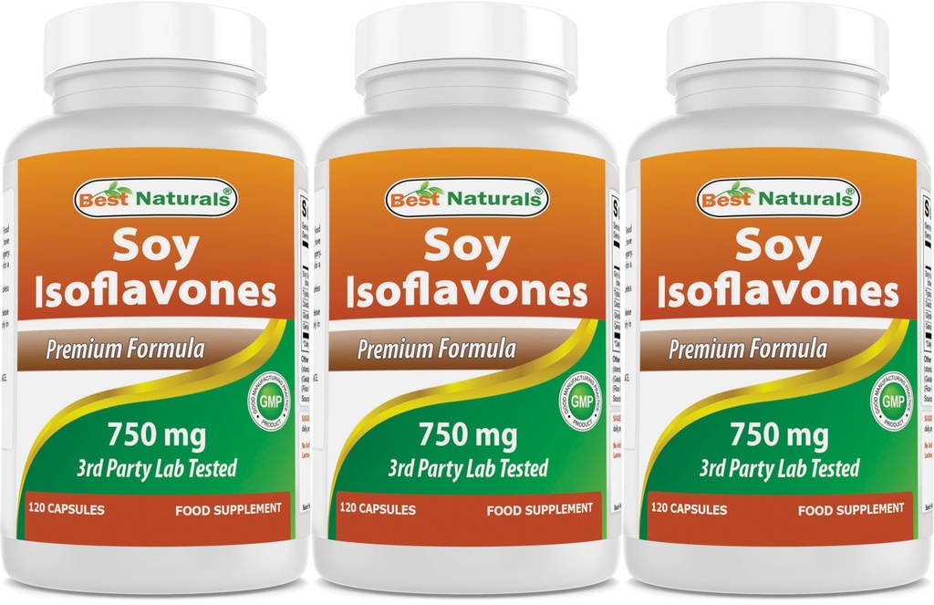 Best Naturals Ισοφλαβόνες Σόγιας 750 mg 120 Κάψουλες (120 Count (Pack of 3))