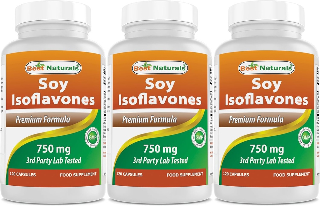 Best Naturals Soy Isoflavones 750 mg 120 Capsules (120 Count (Pack of 3))