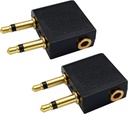 Dual 3,5mm (1/8") Άντρας σε 3,5mm θηλυκό AUX Audio Jack Adapter Converter για τη χρήση ακουστικών στην πτήση Airplane Airline (2 Pack)