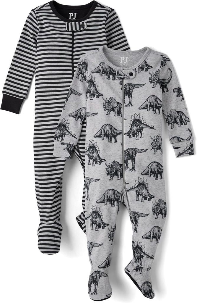 The Children's Place Baby And Toddler Boys Striped Snug Fit Cotton One Piece Pajamas 3-Pack