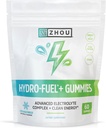 Zhou Διατροφή Hydro-Fuel+ Gummies - Ηλεκτρολυτές Gummies για Ενυδάτωση, Προηγμένα μάσημα με Ηλεκτρολύτες Complex και 75 mg καφεΐνη για Καθαρή Ενέργεια, Hydrating Supplement - 60 Vegan Chews