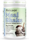 Fit & Lean Meal Shake, Fat Burning Meal Replacement, Meal Replacement with Protein, Fiber, Προβιοτικά και Βιολογικά Φρούτα & Λαχανικά, Cookies and Cream, 1lb, 10 Σερβιέτες ανά εμπορευματοκιβώτιο