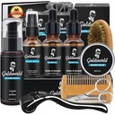 Κιτ γεώτρησης, κιτ στρώσιμου λαρδιού w/Beard Wash/Shampoo, 2 συσκευασίες Έλαιο γεώτρησης,Beard Balm,Beard Wash,Brush,Comb,Scissor,Storage Bag,E-Book,Beard Care&Trimming Kit