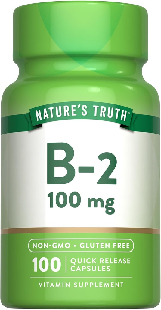 Nature's Truth B2 Vitamin | 100mg | 100 Capsules | Non-GMO & Gluten Free Supplement | Riboflavin