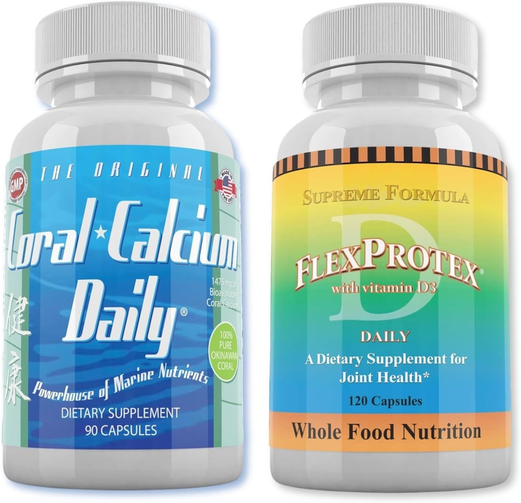 Καθημερινή Υγεία - Coral Calcium καθημερινά & FlexProtex D οστά & κοινή υποστήριξη Combo (1 μήνας εφοδιασμού)