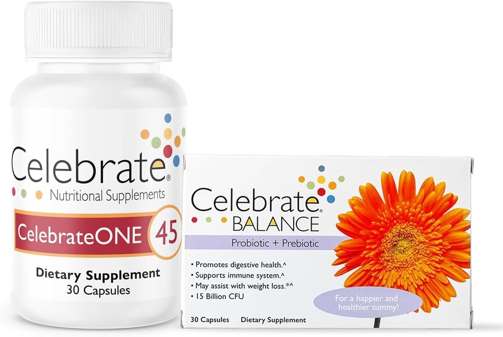 CelebrateONE 45 Multivitamin with Iron and Balance Probiotic Bundle – Bariatric Vitamins for Post-Gastric Bypass & Sleeve Gastrectomy – Comprehensive Nutritional & Digestive Support