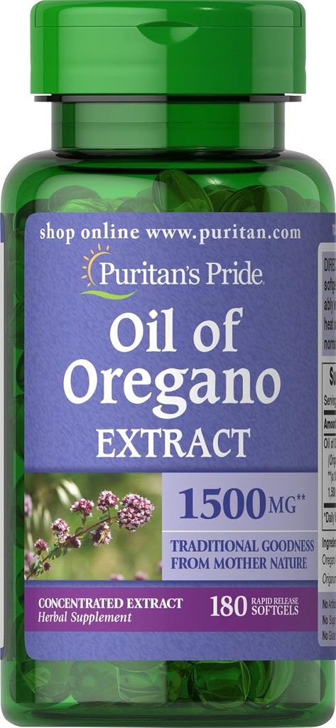 Puritan's Pride Oil of Oregano Extract 150 mg Softgels, 180 Count
