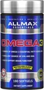 ALLMAX Διατροφή Ωμέγα 3 Ultra-καθαρό συμπυκνωμένο ιχθυέλαιο κρύου νερού, 180 μέτρα