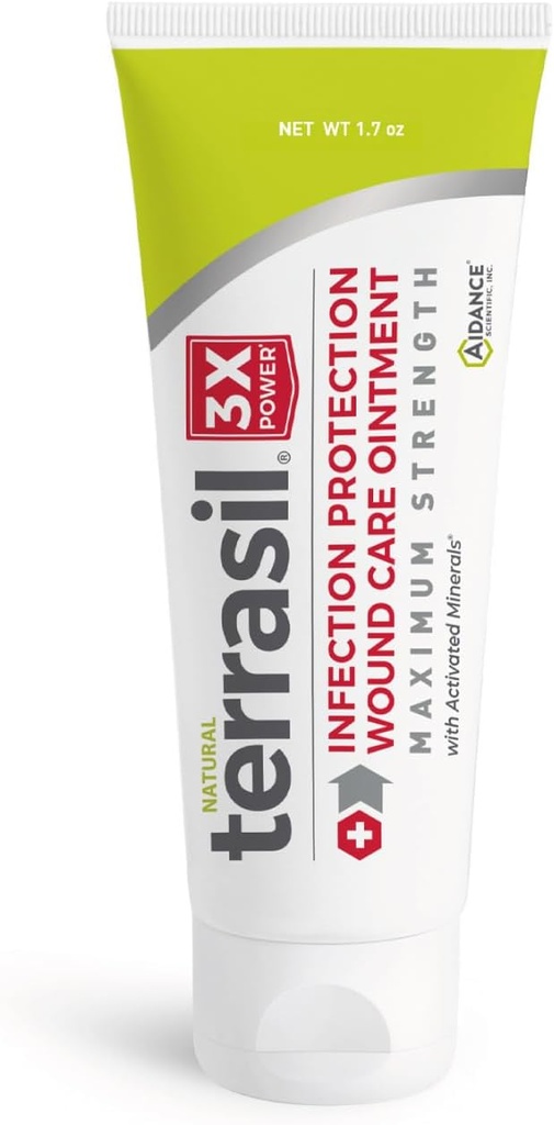 terrasil Wound Care MAX 3X - Επουλωτική Αλοιφή Τραυμάτων, Προστασία Λοιμώξεων για Ληγμούς Κρεβατιού, Ελαστικά Πίεσης, Έλκη, Κυψέλες, Κόψεις, Σκραπς, & Καψίματα. Δερματολόγος-Δοκιμή (1,7 oz)