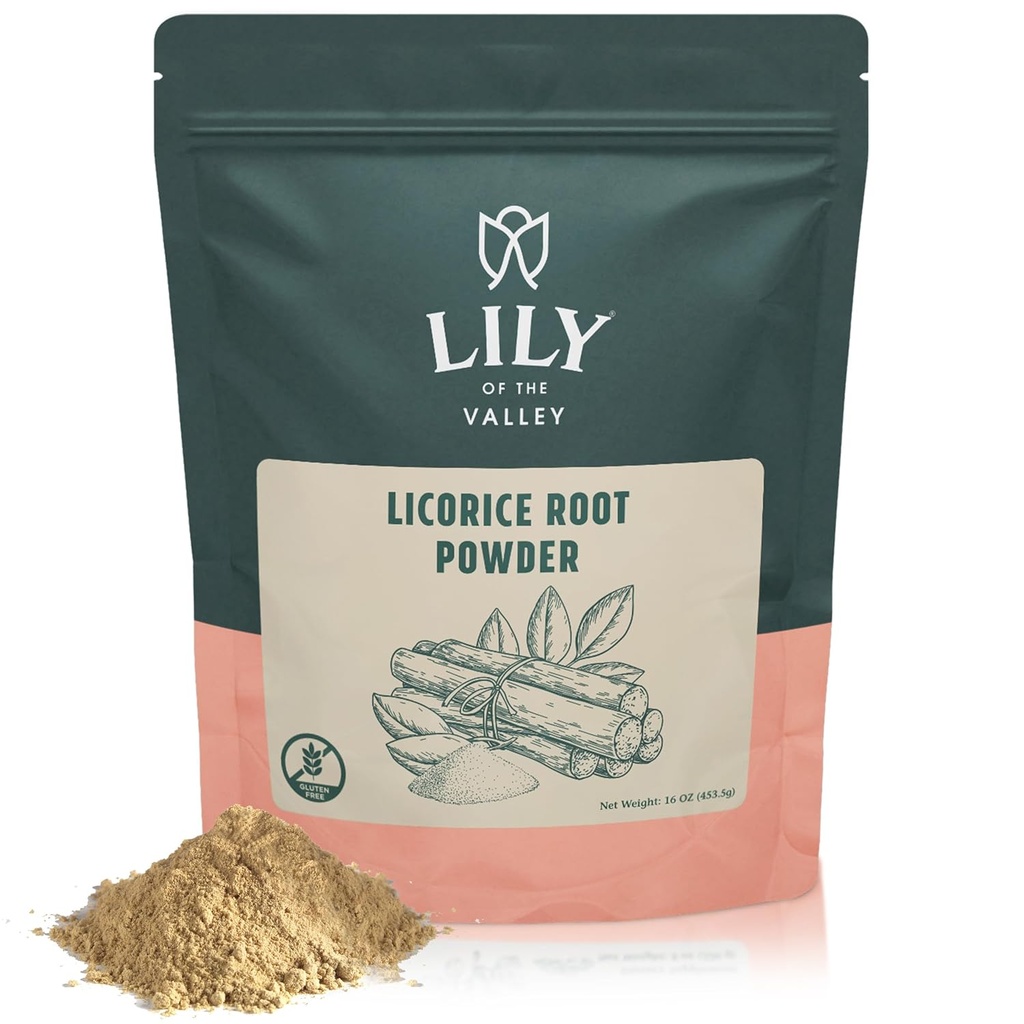 Lily of the Valley Licorice/Licorice Root Powder - Ground Mulethi Πηγή από την Ινδία - Φυσικό γλυκαντικό - Vegan & Gluten-free - Συσκευασία σε Resealable Pouch (16oz, 453g)