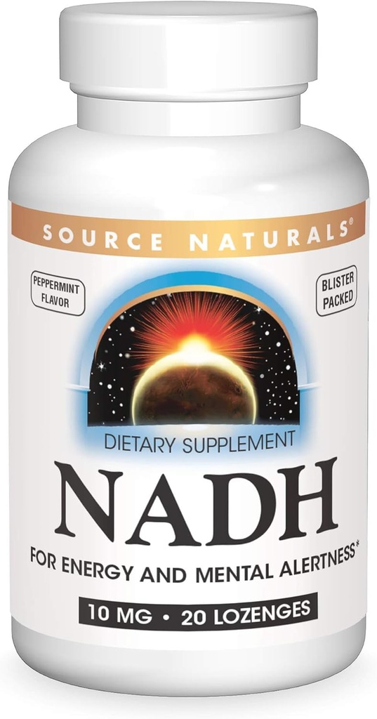 Source Naturals NADH 10mg, Boost Energy and Mental Alertness - 20 Lozenges