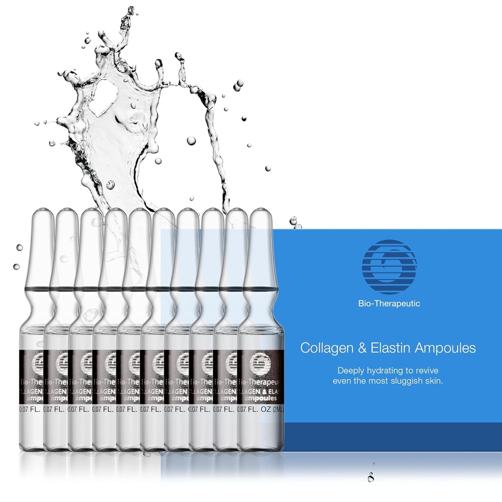Bio-Therapeutic Collagen & Elastin Ampoules, συμπυκνωμένος ορός προσώπου Hydrates and Firms All Skin Types with Gentle and Restorative Water Based Formula - 10 Γυάλινα Φιαλίδια