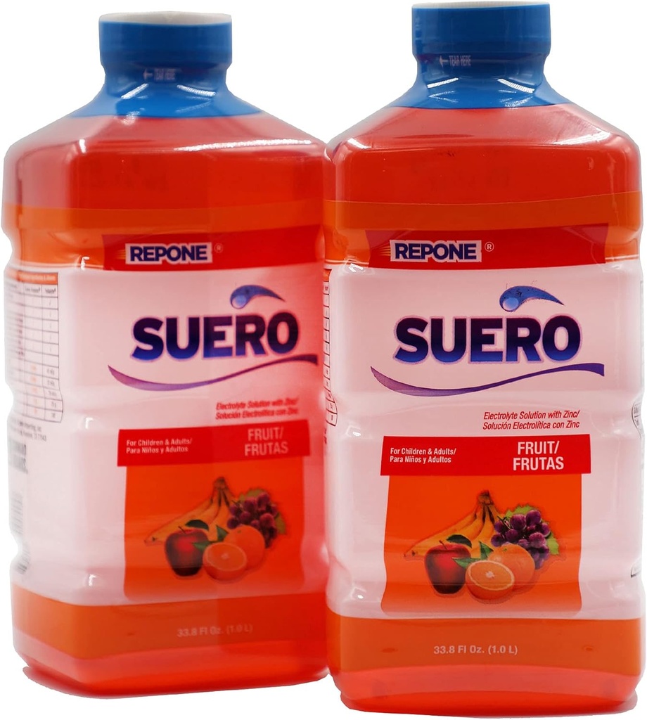 SUERO Electrolyte Solution with Zinc, Rehydrates, Restore Minerals and Nutrients, Strawberry Flavor, 33,8 Fl Oz (Pack of 2)