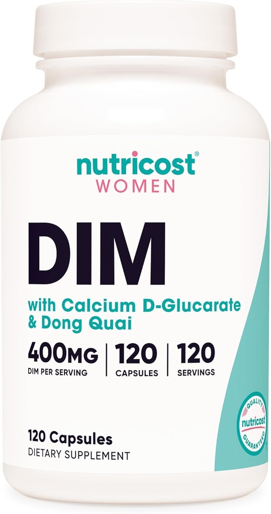 Nutricost Diindolylmethane DIM συμπλήρωμα για τις γυναίκες 400mg, 120 κάψουλες, με Dong Quai, ασβέστιο & μαύρο Cohosh - Vegan, μη GMO και χωρίς γλουτένη
