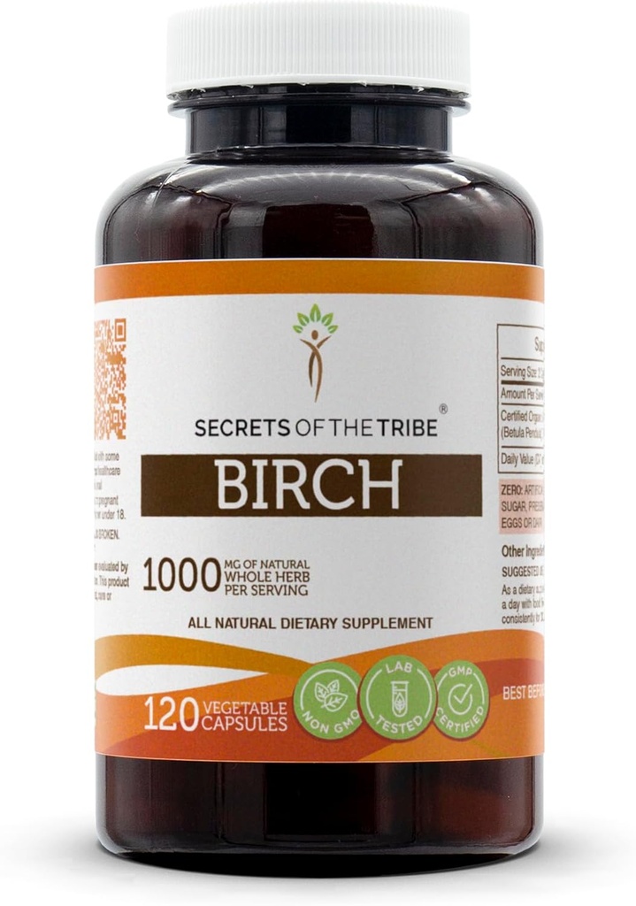 Μυστικά της Φυλής Birch 120 κάψουλες, 1000 mg, Birch (Betula Pendula) Αποξηραμένο Φύλλο (120 κάψουλες)