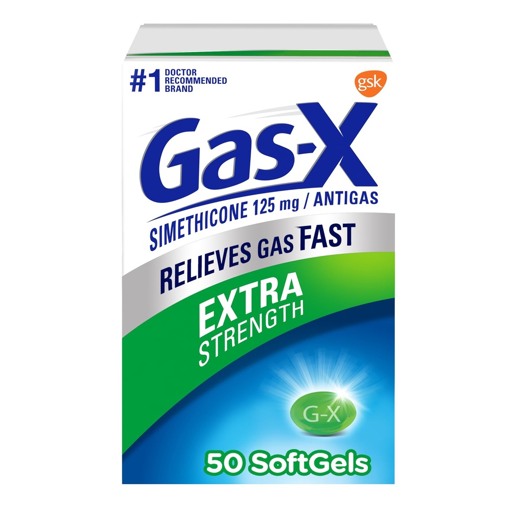 Αέριο-X Extra Strength Αέριο Relief Softgels με Σιμεθικόνη 125 mg - 50 Count