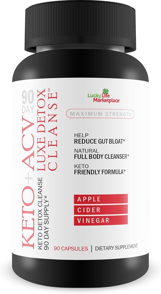 90 ημέρα Keto + Acv Luxe Detox Cleanse - Psyllium Keto Detox Cleanse 90 ημέρες προσφοράς - Βοήθεια για τη μείωση του μεγέθους του βλεννογόνου και της κοιλιάς - Full Body Cleanser - Premium Keto Acv Luxe Cleanse Keto Lux