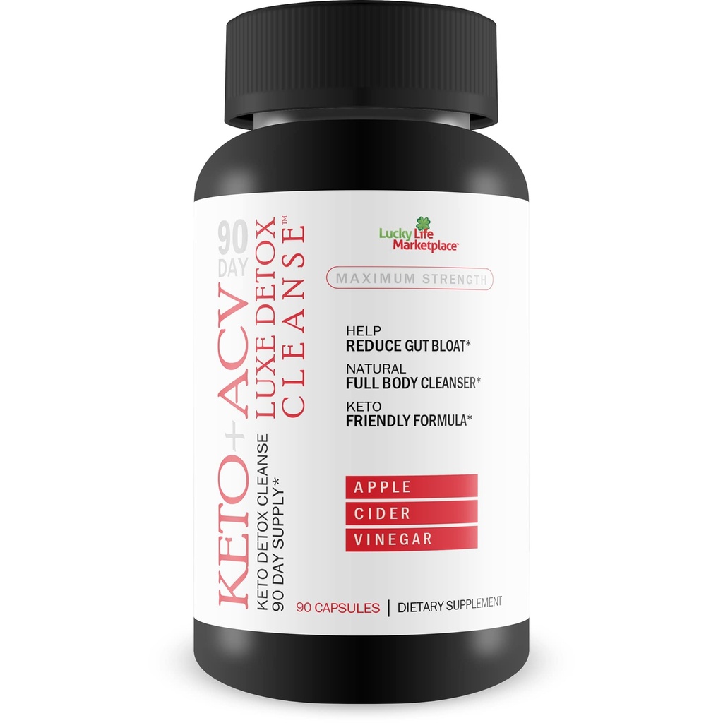 90 ημέρα Keto + Acv Luxe Detox Cleanse - Psyllium Keto Detox Cleanse 90 ημέρες προσφοράς - Βοήθεια για τη μείωση του μεγέθους του βλεννογόνου και της κοιλιάς - Full Body Cleanser - Premium Keto Acv Luxe Cleanse Keto Lux