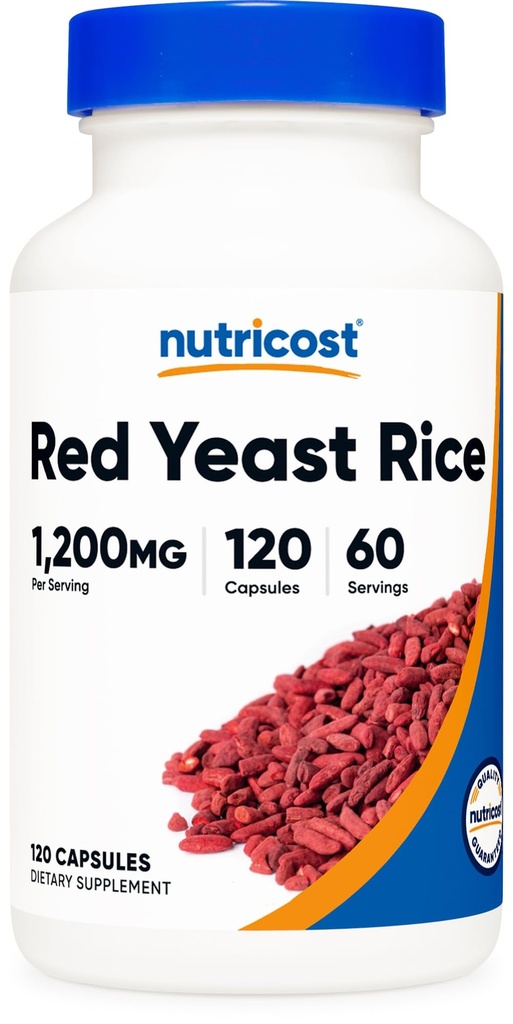 Nutricost Red Yeast Rice 1200mg, 120 Κάψουλες - 60 Serv, Veggie Caps, Μη ΓΤΟ, Χωρίς γλουτένη