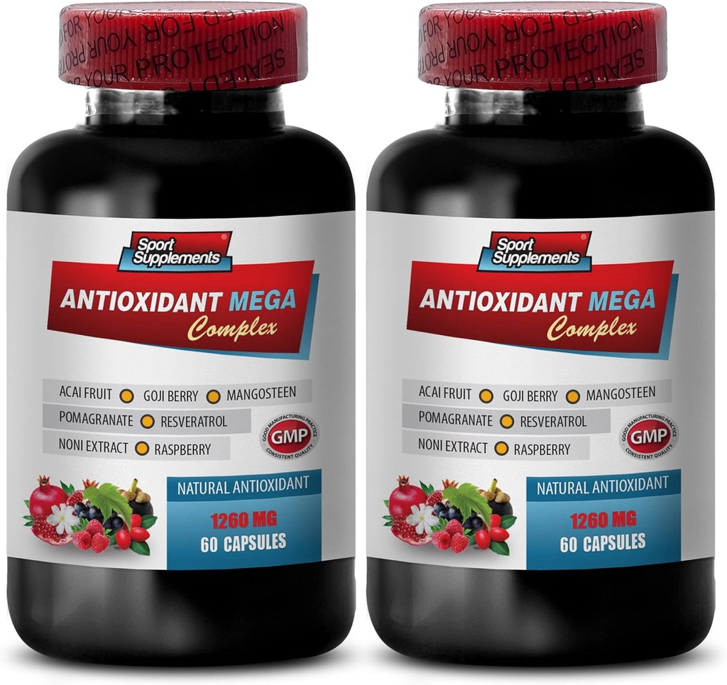 αντιοξειδωτική πολυβιταμίνη - ANTIOXIDANT MEGA COMPLEX 1440 MG - σύμπλεγμα ρεσβερατρόλης, Acai χάπια μούρων, Trans-ρεσβερατρόλη, χάπια μούρων Goji, κάψουλες εκχυλίσματος Ρόδι, Mangosteen - 2B 120 κάψουλες