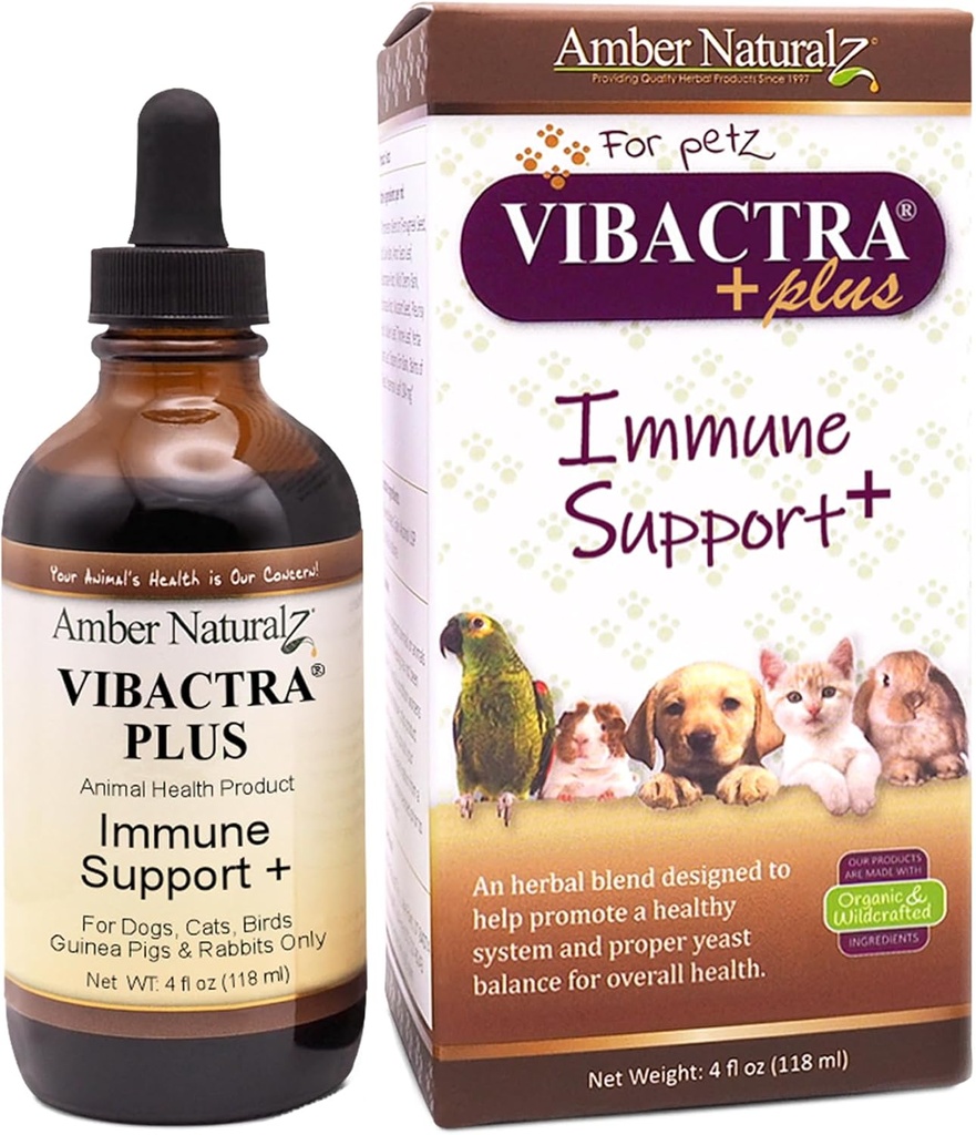 Amber NaturalZ Vibactra Plus βοτανικό συμπλήρωμα για σκύλους, γάτες, πουλιά, χοίροι Γουινέας, και κουνέλια 