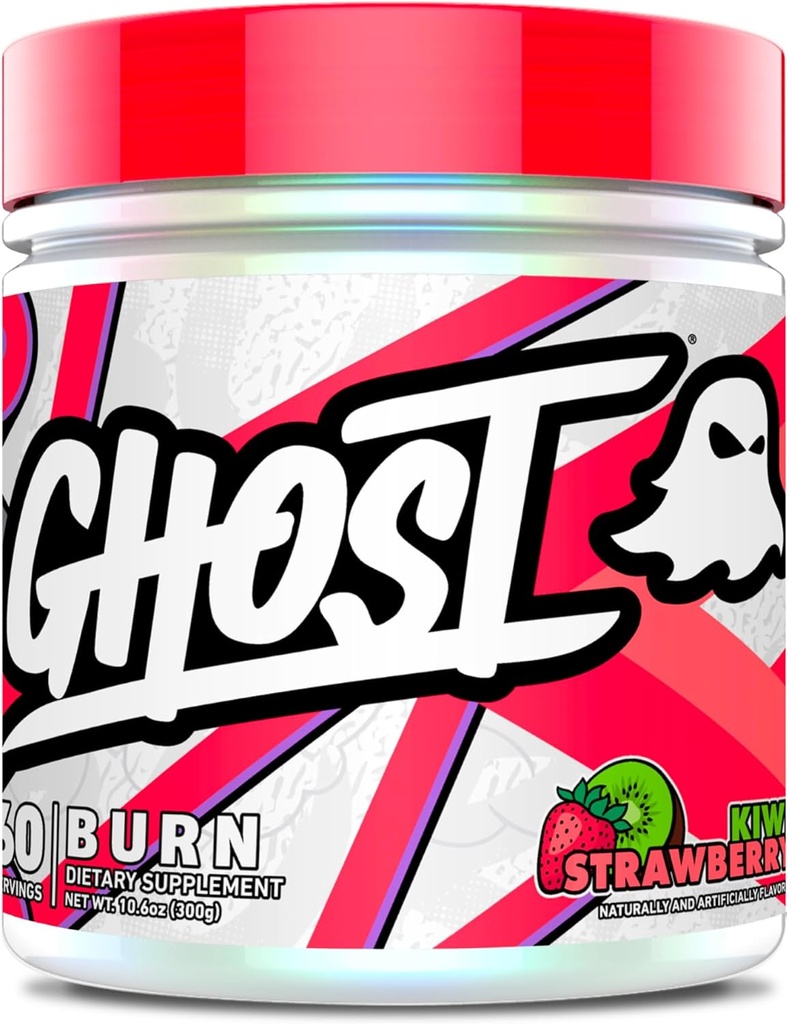 GHOST Burn Weight Management Powder, Kiwi Strawberry (60 Servings) - Μεταβολισμός & Ενεργειακό Συμπλήρωμα Στήριξης Ανδρών & Γυναικών - Φυσική καφεΐνη, L-Καρνιτίνη & L-Τυροσίνη - Σόγια & Χωρίς ζάχαρη, Vegan