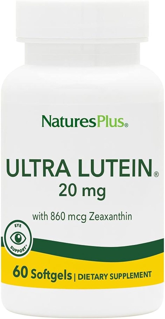 NaturesPlus Ultra Lutein 20 mg - 60 Softgels - Διατροφική Υποστήριξη για Υγιή Λειτουργία Μάτι - 60 Υπηρεσίες