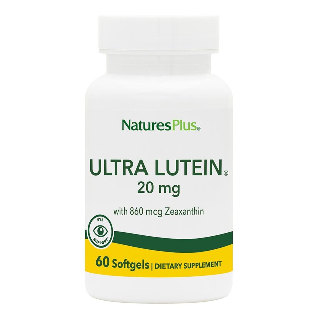 NaturesPlus Ultra Lutein 20 mg - 60 Softgels - Διατροφική Υποστήριξη για Υγιή Λειτουργία Μάτι - 60 Υπηρεσίες