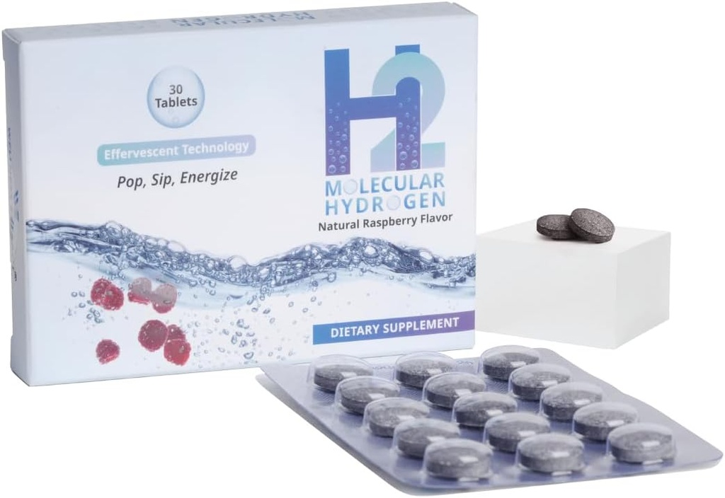 Wellness Extract H2 Molecular Hydrogen Water Tablets with effervescent Technology for Healthy Hydration, Optimal Energy, and Metabolism Support; 8 PPM. (30, Raspberry)
