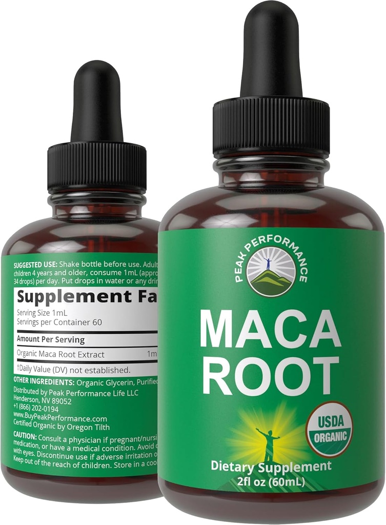 Maca Root Liquid Drops. USDA Organic Vegan Extract συμπλήρωμα για γυναίκες και άνδρες. Maca για την ενέργεια, την αντοχή και την υποστήριξη Mood. Μηδενική ζάχαρη, χωρίς γλουτένη, χωρίς κάψουλες