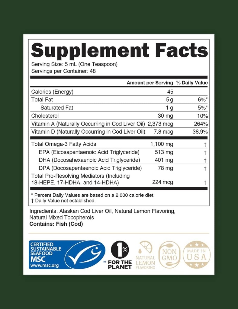 STEWARD - Wild-Caught Liquid Cod Liver Oil Alaska 8 oz. 