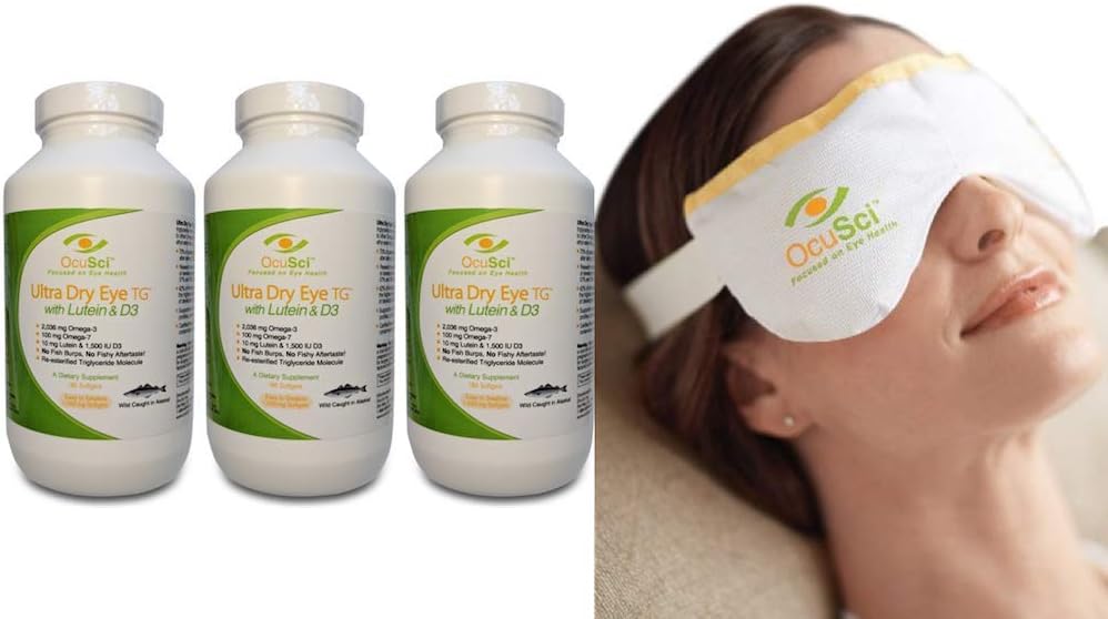Διαμορφωμένο για Ξηρά Μάτια με Τριγλυκερίδια Εξαιρετικά Αμιγή Ωμέγα-3, Ωμέγα-7, Λουτεΐνη και D3 και ένα Ξηρό Οφθαλμικό Συμπίεση