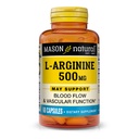 MASON NATURAL L-αργινίνη 500 mg με Ασβέστιο- Υποστηρίζει Υγιεινή Κυκλοφορία & Αγγειακή λειτουργία, Συμπλήρωμα οξειδίου του αζώτου, 60 κάψουλες