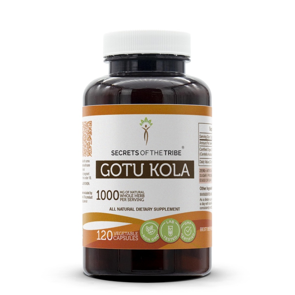 Μυστικά της φυλής Gotu Kola 120 κάψουλες, 1000 mg, Gotu Kola (Centella Asiatica) Αποξηραμένα Βότανα (120 κάψουλες)