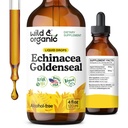 Wild & Organic Echinacea Goldenseal Tincture - Immune Support Drops with Echinacea and Goldenseal Root Extract - Vegan, Sugar & Alcohol-Free Liquid Supplement - 4 fl oz