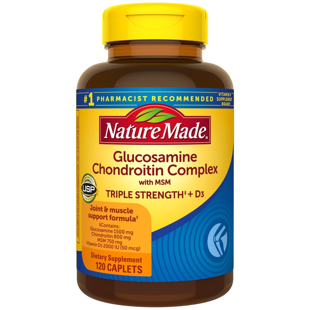 Nature Made Glucosamine Chondroitin Complex με MSM, Συμπλήρωμα διατροφής για την κοινή υποστήριξη, 120 Caplets, 60 ημέρες προσφοράς