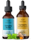 HERBAMA Herbal Liquid Drops Kit - Buffle of Stinging Nattle 2 fl oz & Turmeric Curcumin Tincture 4 fl oz - Vegan, Non-GMO, Sugar & Alcohol-Free - 2 Pack