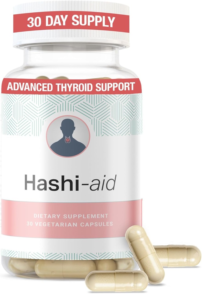 IBDassistTM Hashi Aid Thyroid Support for Women & Men - Thyroid Supplement for Hashimoto's Disease & Hypothyroidism* - Συσκευασμένο με Ashwagandha, Selenium, Zinc, Essential Vitamins & More - 30 Κάψουλες