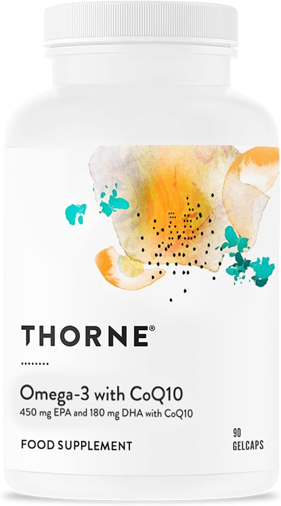 THORNE - Ωμέγα-3 με CoQ10 - Ωμέγα-3 λιπαρά οξέα συμπλήρωμα με CoQ10 - EPA και DHA - 90 Gelcaps