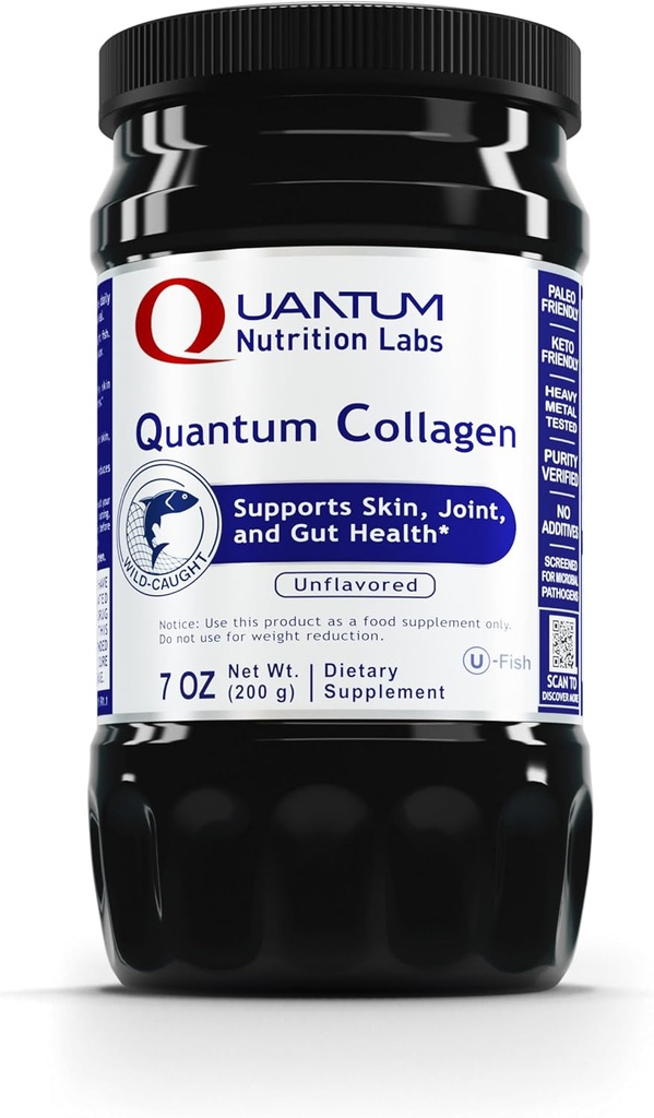 QNL Quantum Collagen - Sustainablely Sourced Hydrolyzed Marine Collagen - Συμπλήρωμα για την υγεία των γυναικών και των ανδρών - Προσφορές Κοινή Υποστήριξη - 7 oz
