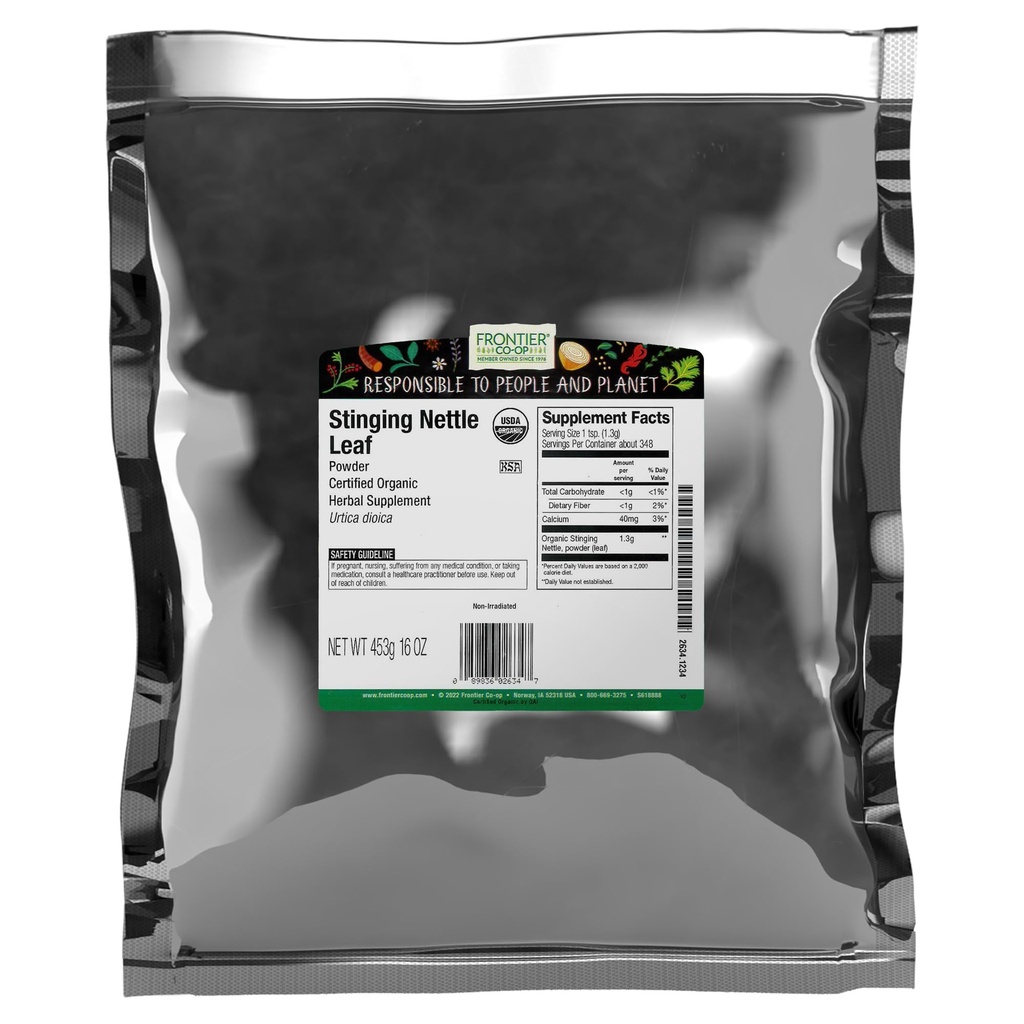 Organic ground stinging Nattle Leaf, Αποξηραμένη σκόνη φύλλων Nettle, Kosher 