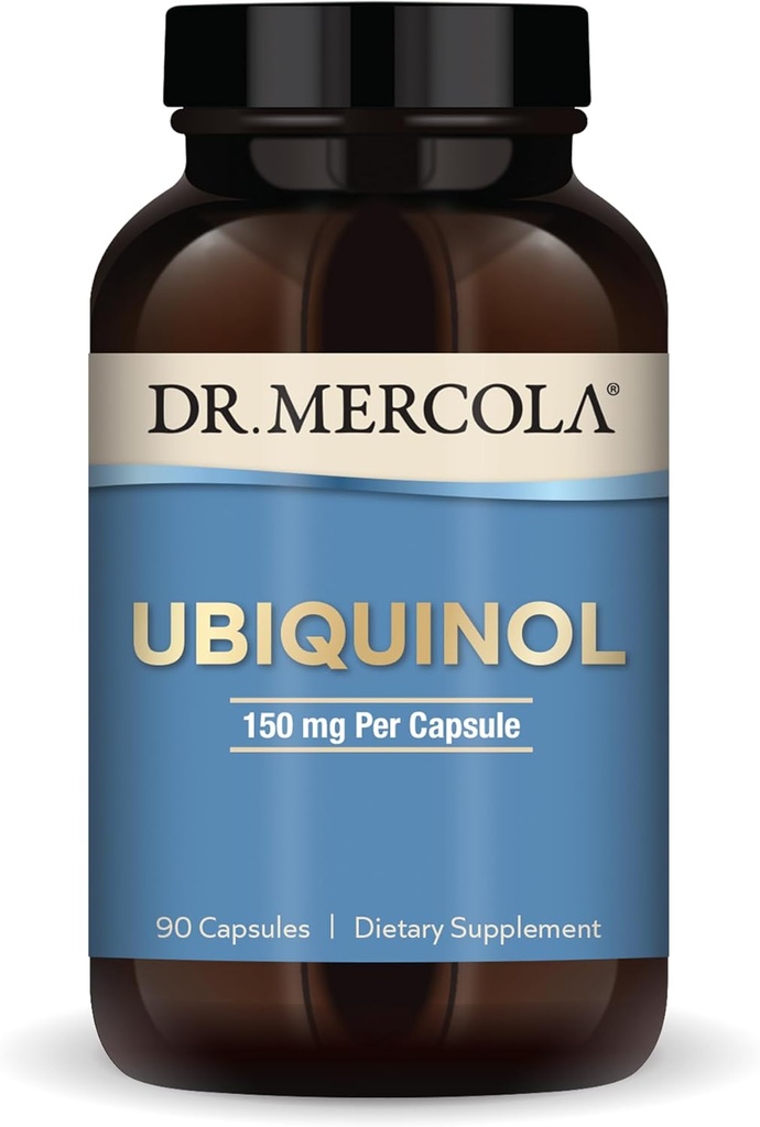 Δρ. Mercola Ubiquinol - 150 mg Ubiquinol - Υποστηρίζει την παραγωγή ενέργειας - Συμπλήρωμα αντιοξειδωτικών - Μη ΓΤΟ, Χωρίς γλουτένη & χωρίς σόγια - 90 κάψουλες (90 Σερβιέτες)