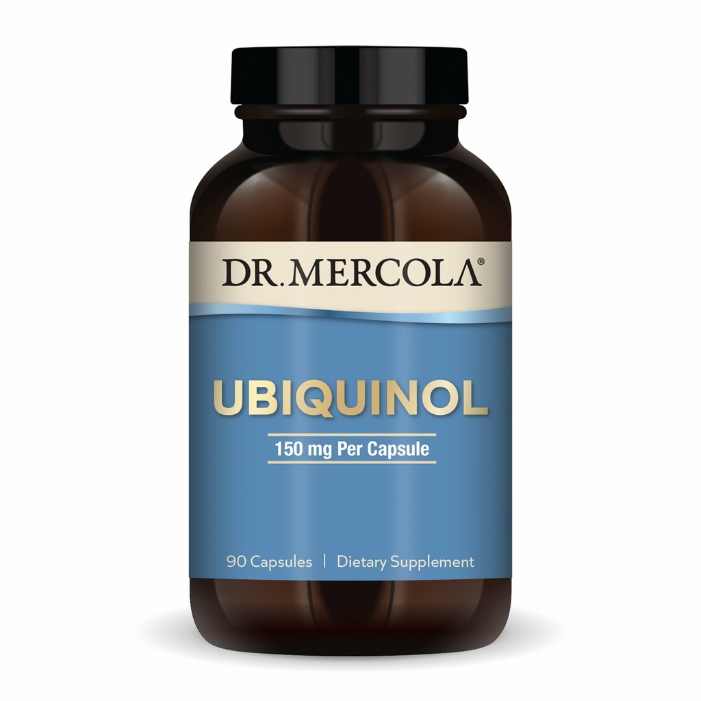 Δρ. Mercola Ubiquinol - 150 mg Ubiquinol - Υποστηρίζει την παραγωγή ενέργειας - Συμπλήρωμα αντιοξειδωτικών - Μη ΓΤΟ, Χωρίς γλουτένη & χωρίς σόγια - 90 κάψουλες (90 Σερβιέτες)